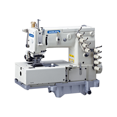 Máquina do ponto de corrente do dobro de WD 1508P com as máquinas de costura douradas industriais da roda de Juk do mecanismo horizontal do movimento do Looper